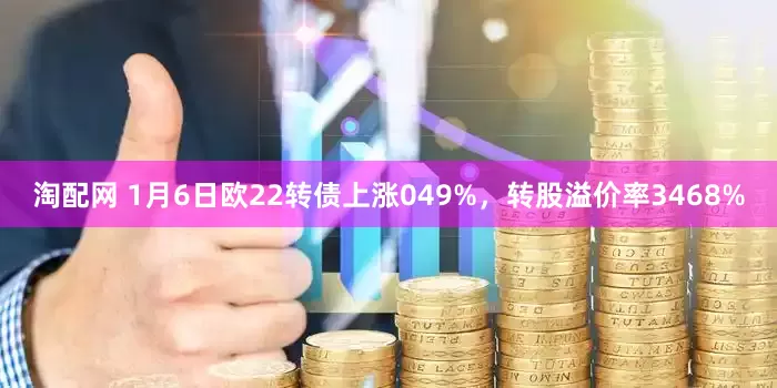 淘配网 1月6日欧22转债上涨049%，转股溢价率3468%